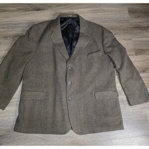 Baracuta Mens 54R Wool Camel Hair Blazer Brown Micro Check Sport Coat M301